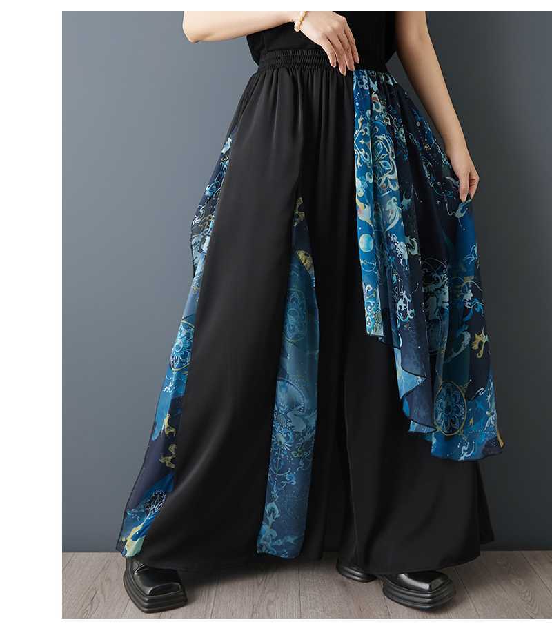 Loose printed wide-leg pants