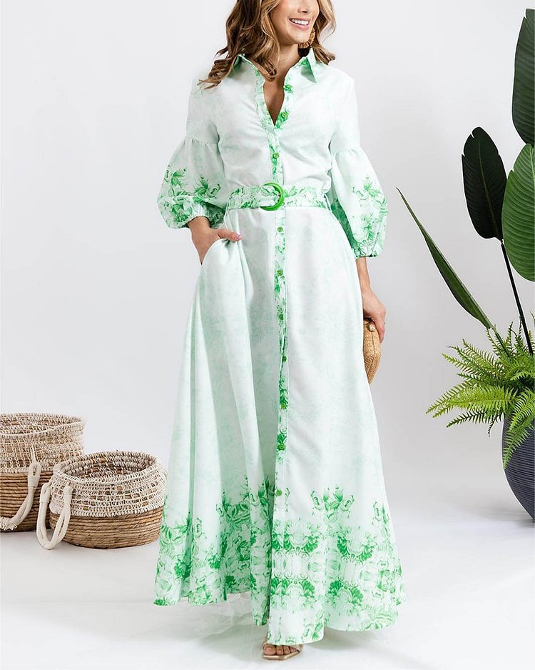 Resort Floral Print Shirt Dress