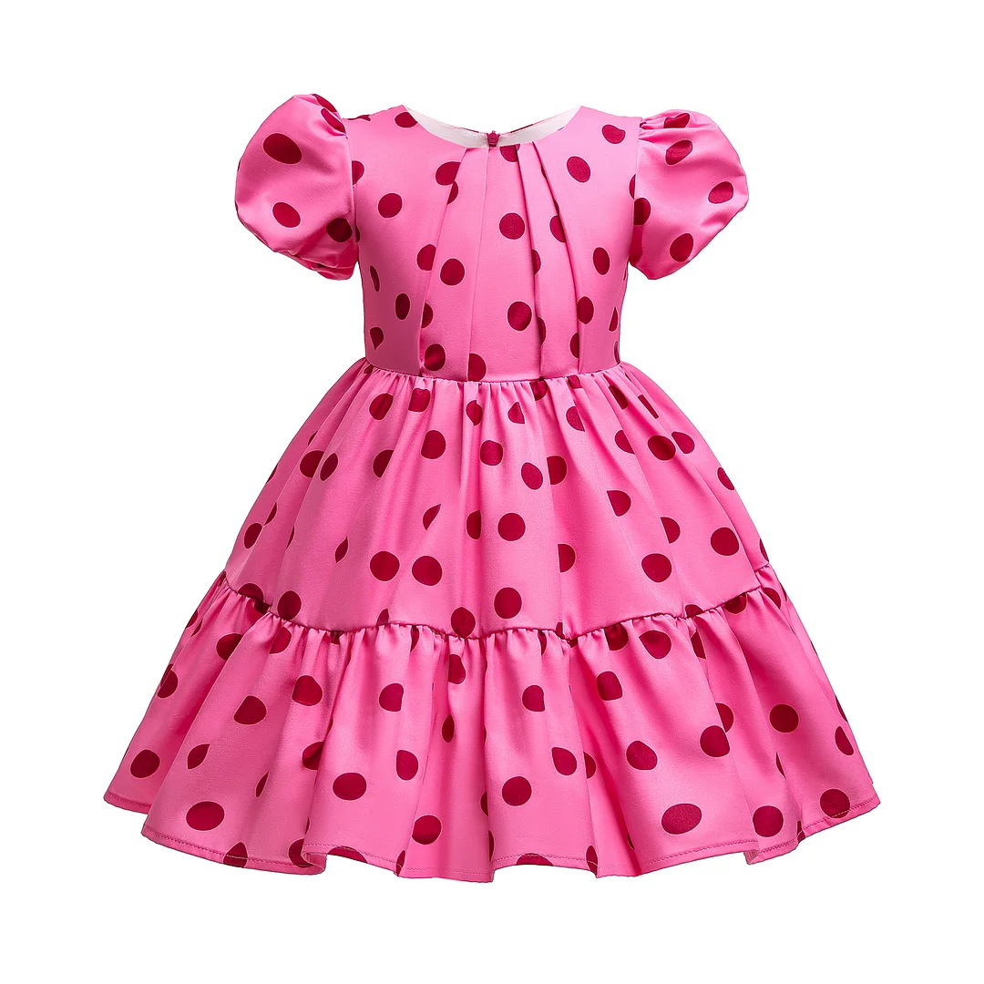 Buzzdaisy Polka Dots Princess Dress For Girl Round Collar Bow-Knot Aline Dress Cap Sleeve Machine Wash Cotton Toddler Princess Dress Children'S Birthdays