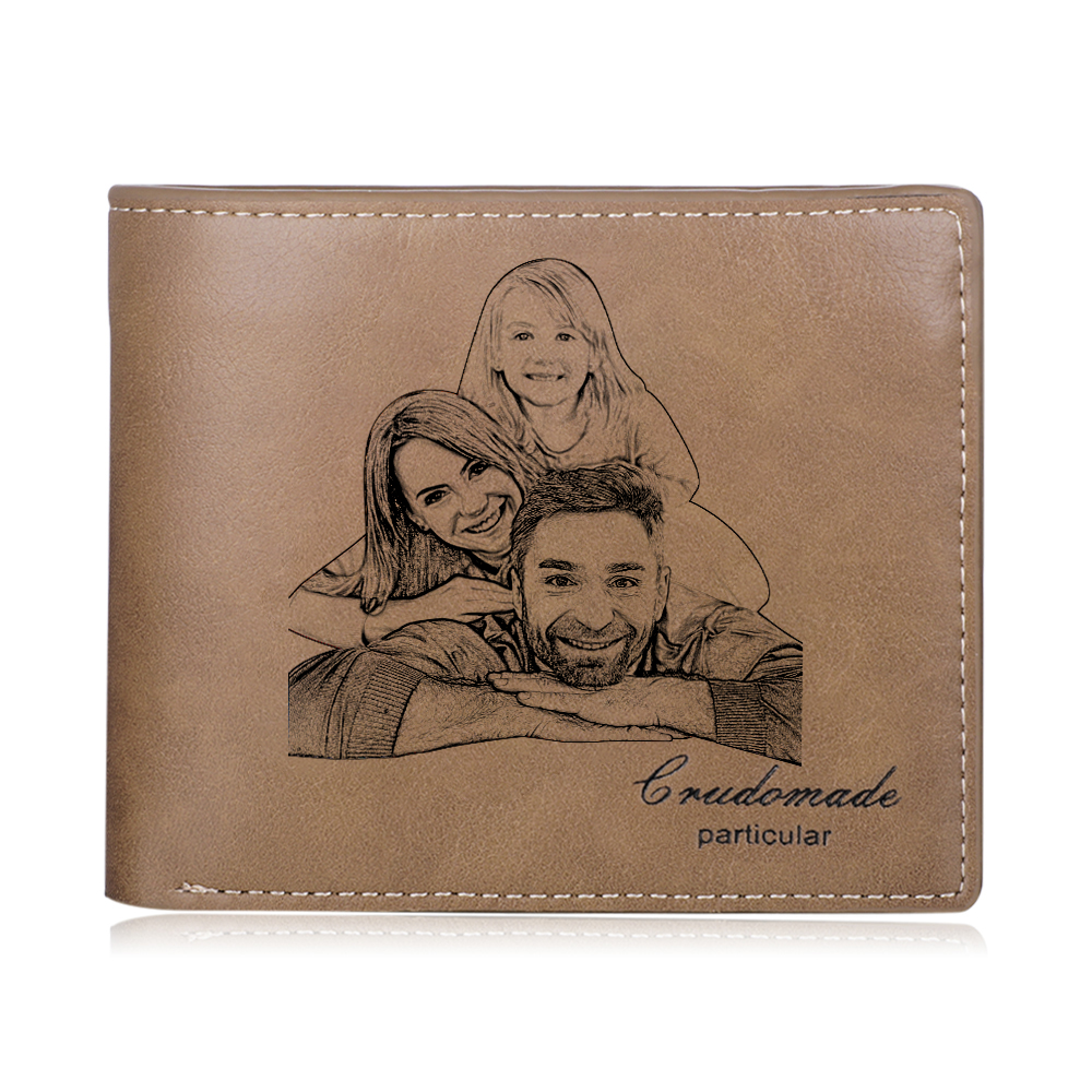 Jessemade IT Portafoglio in PU pelle da uomo con 1 foto e 1 testo personalizzati Regalo per papà