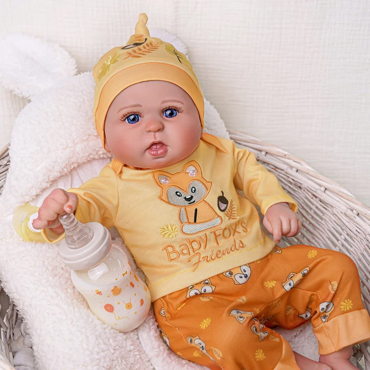 Babeside Bailyn 20'' Realistic Reborn Baby Doll Lifelike Blue Eyes Awake Girl Lovely Little Fox Orange