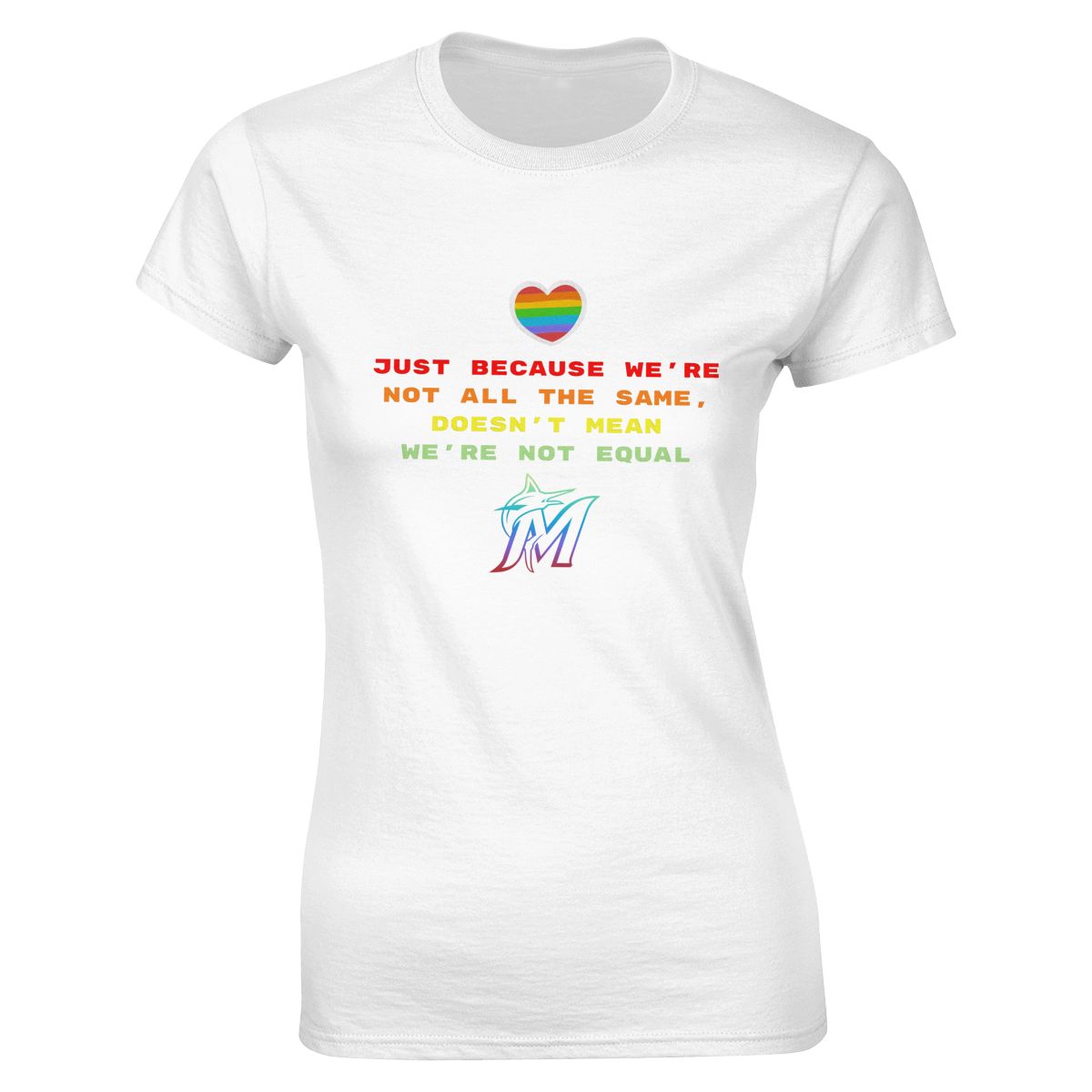 Miami Marlins Rainbow Awareness Raising Women's Classic-Fit T-Shirt