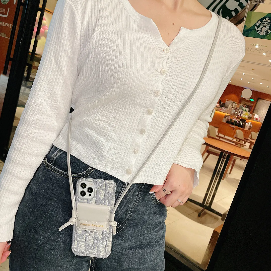 Dior DIY crossbody phone cases for iPhone 15pro 14pus 13promax 12 11pro xsmax xr x 7 8plus