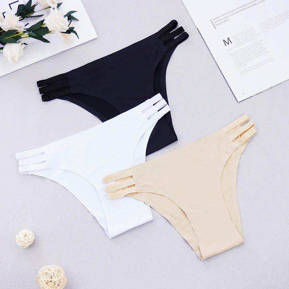 Billionm Seamless Panties Women Sexy Thongs Tangas Ice Silk Low-rise Female Intimates Breathable Comfortable Soft Underwear