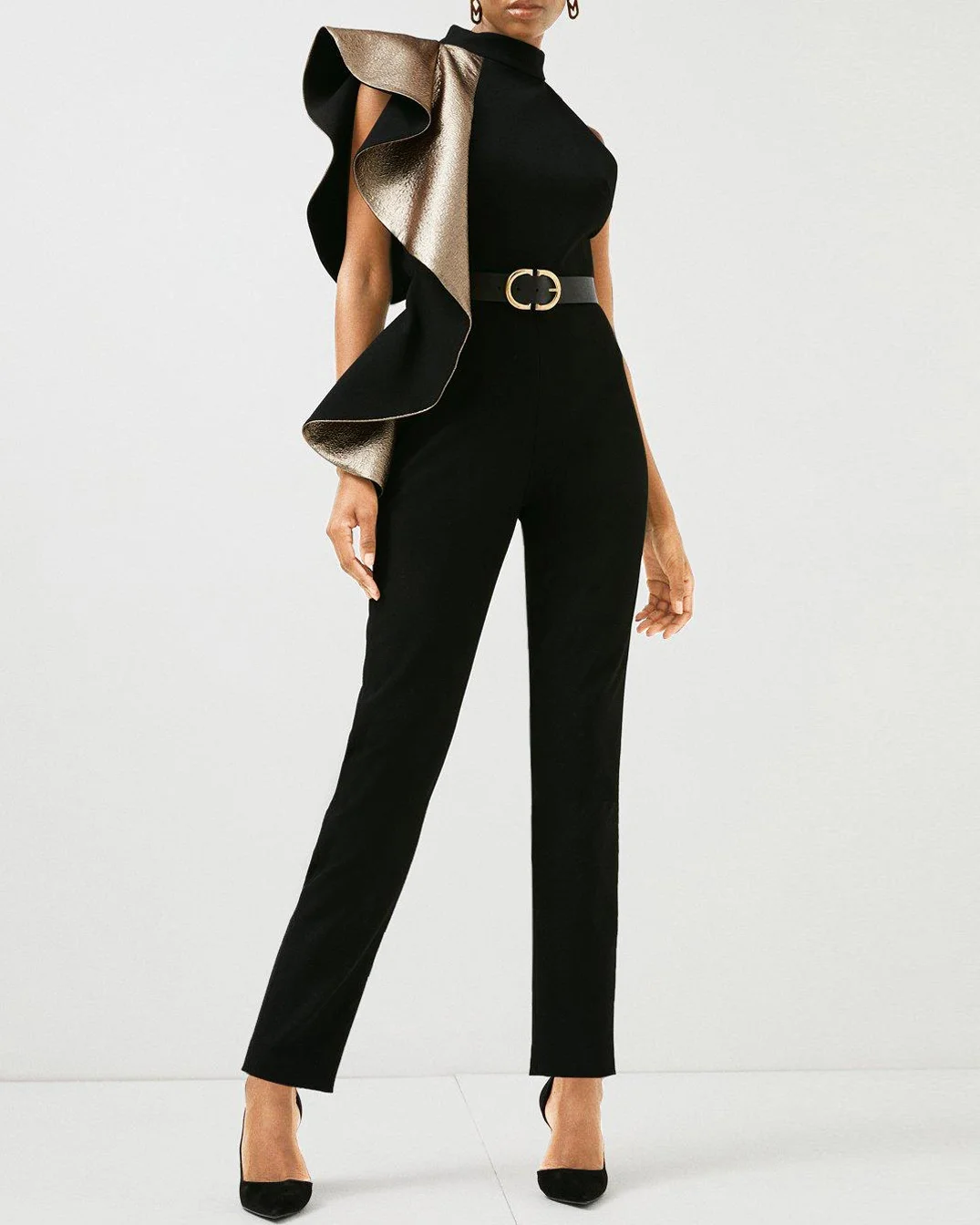 Multicolor Wavy Belted Jumpsuit