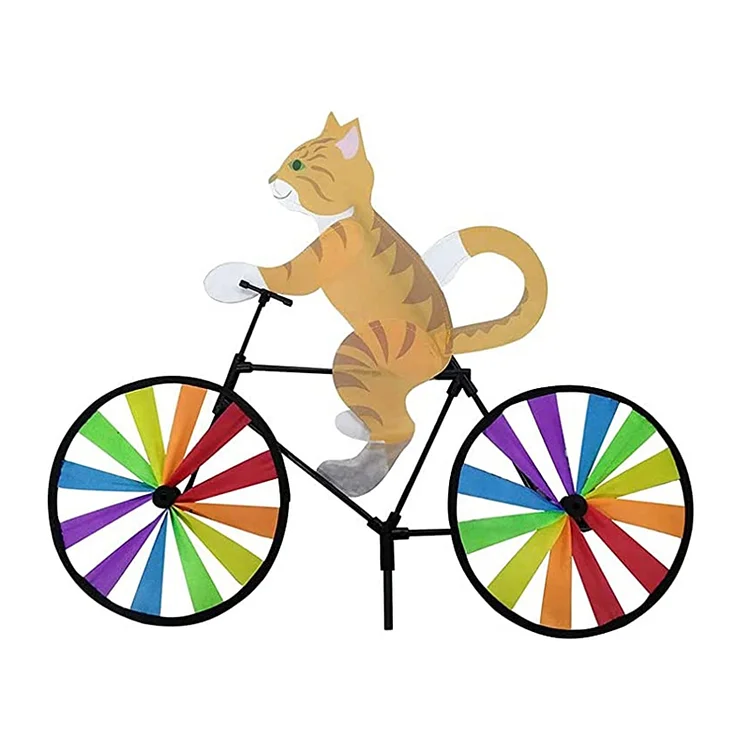 Cat Dog on Bike DIY Windmill 3D Animal Bicycle Wind Spinner Whirligig Garden Lawn Decorative Gadgets Kids Outdoor Toys