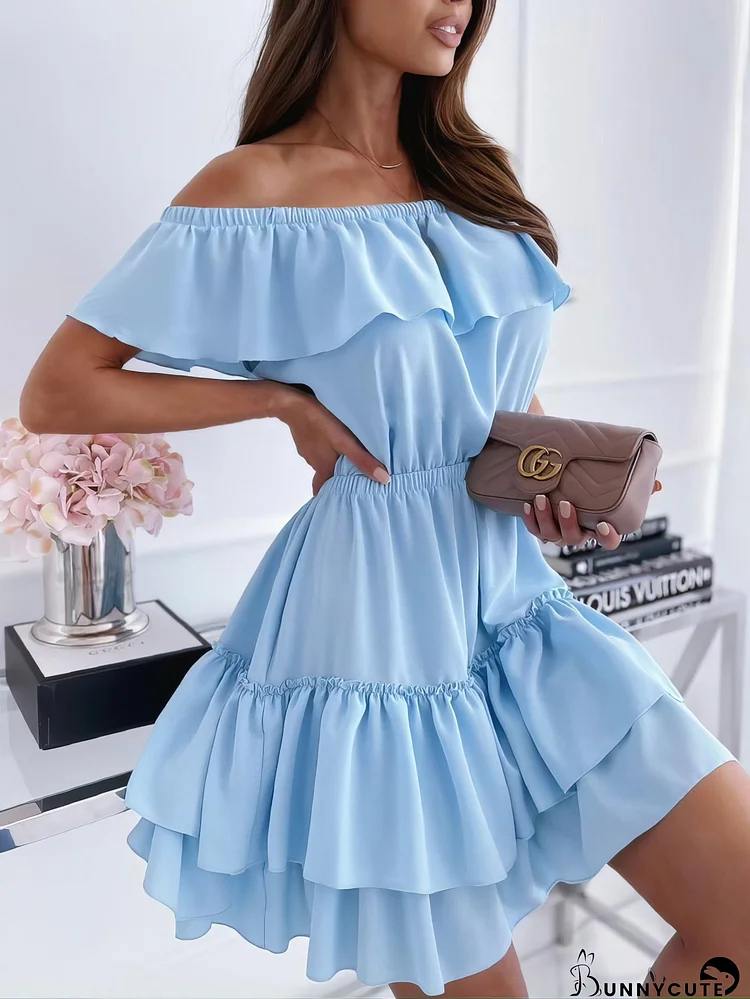One-neck Off-shoulder Ruffled Dress
