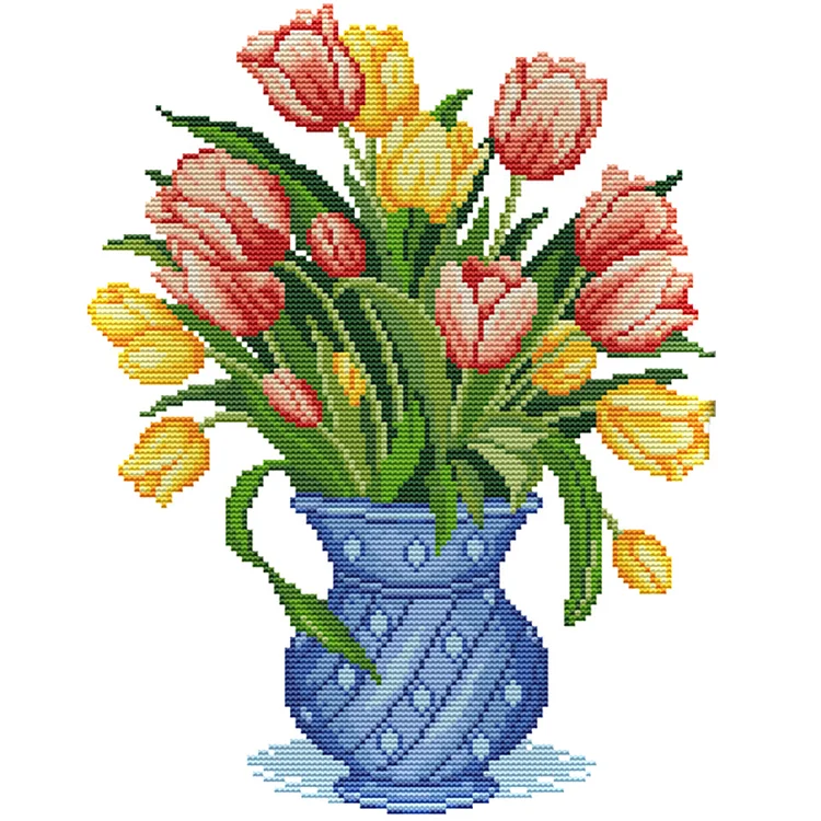 Joy Sunday Tulip Vase 14CT Stamped Cross Stitch 37*29CM