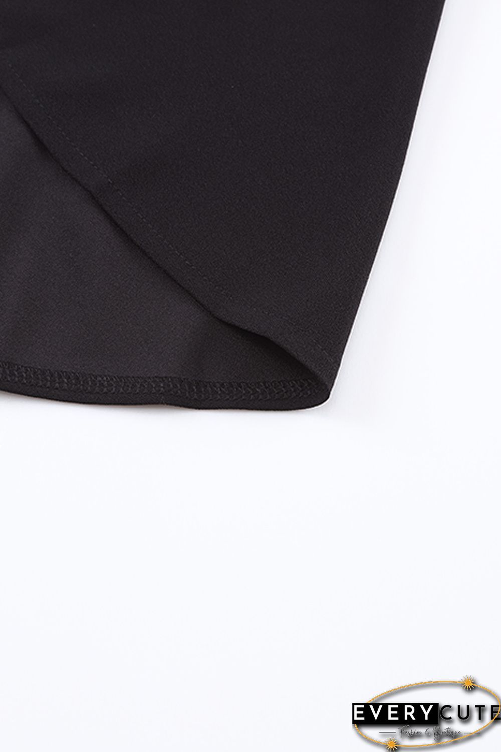 Black Tie Shoulder Smocked Back Side Slit Maxi Dress