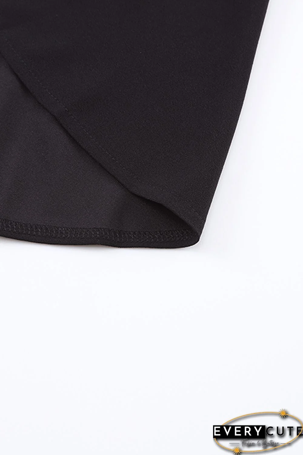 Black Tie Shoulder Smocked Back Side Slit Maxi Dress