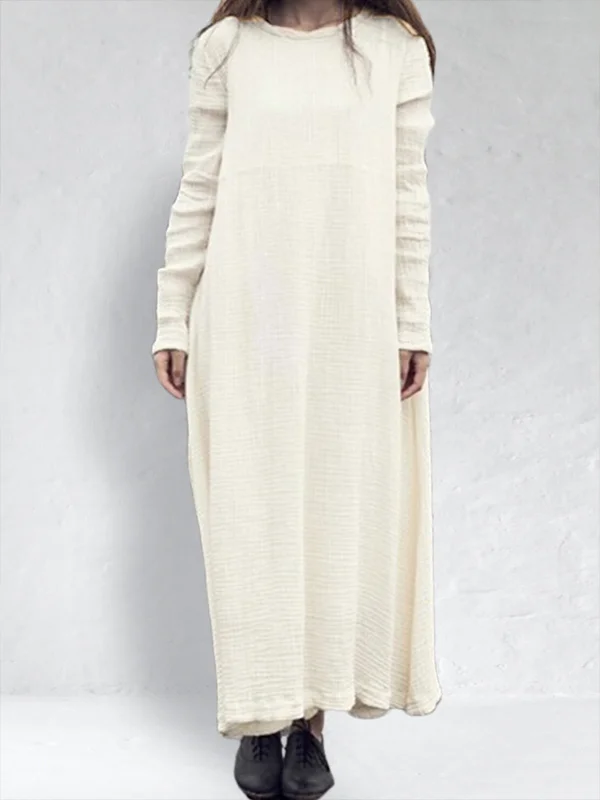 Cotton Crew Neck Maxi Dress