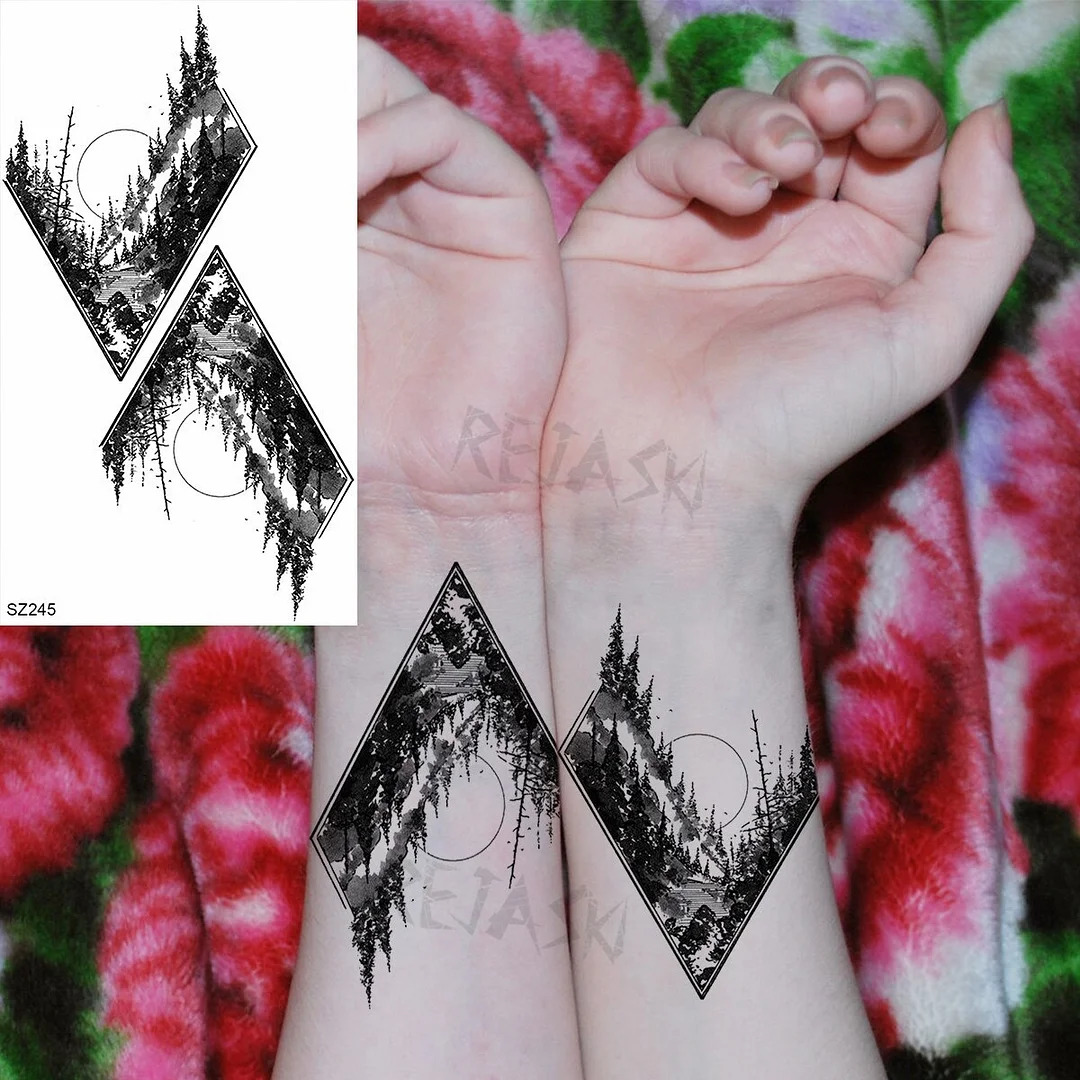 Realistic Sunflower Fashion Wrist Temporary Tattoos For Women Gilr Butterfly Geometry Fake Tattoo Custom Armbands Washable Tatoo