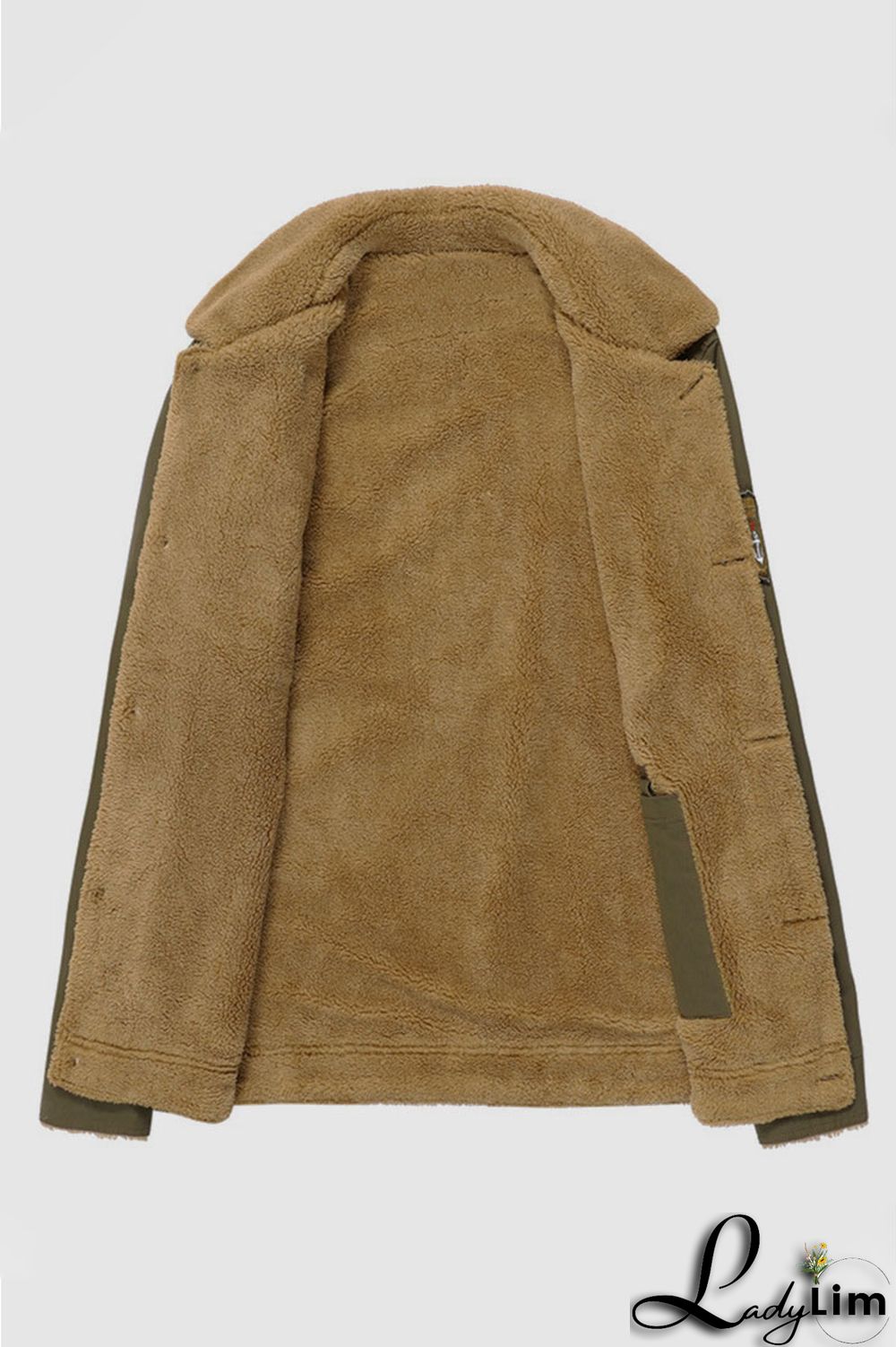 Green Casual Solid Split Joint Buckle Turndown Collar Outerwear