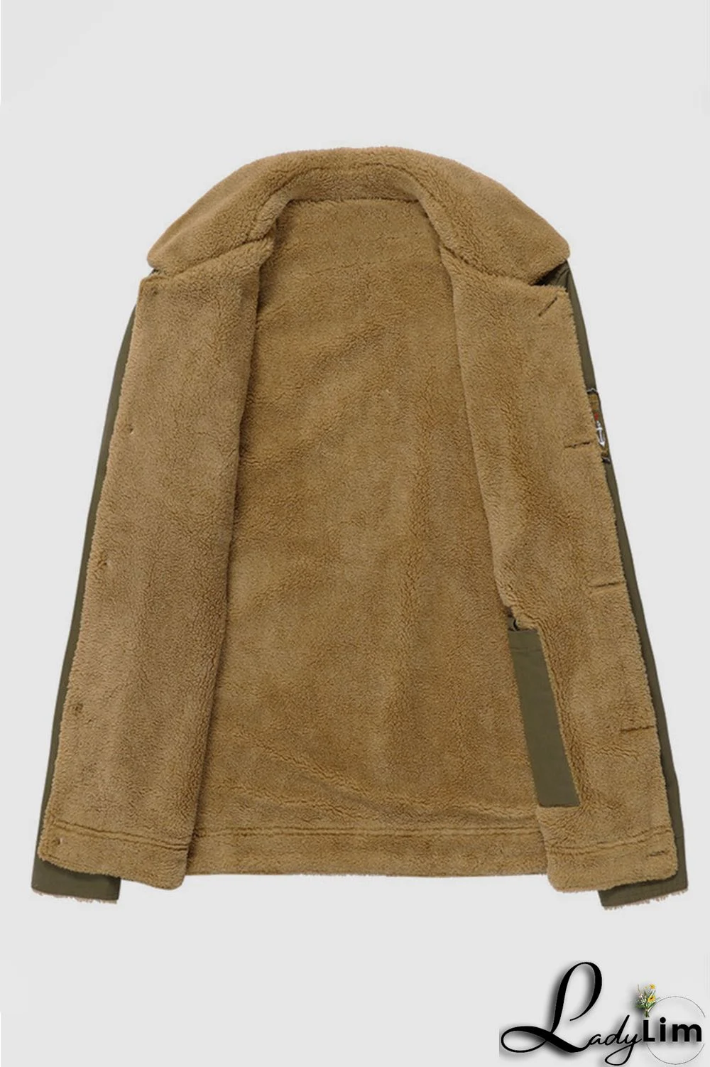 Green Casual Solid Split Joint Buckle Turndown Collar Outerwear