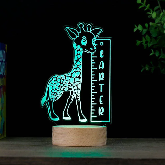 Giraffe Night Light Personalized Name LED Lamp for Kids