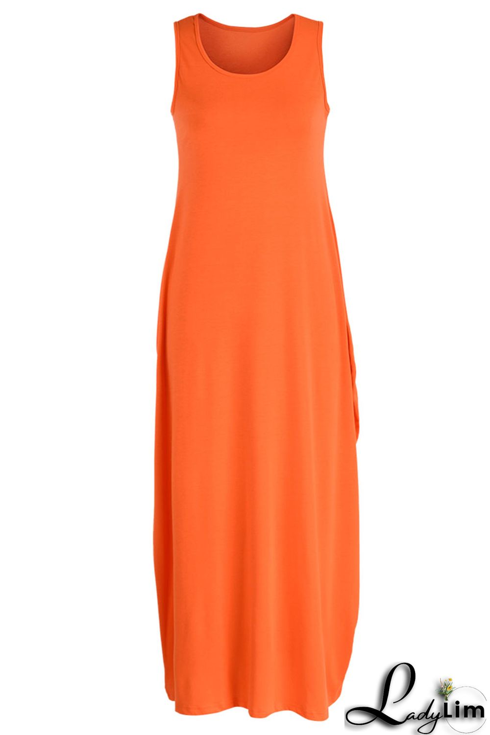 Yellow Casual Solid Patchwork U Neck Long Dress Dresses