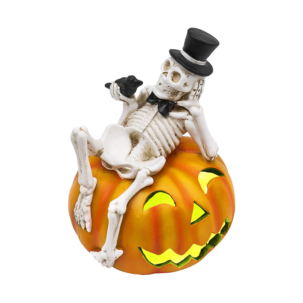 

Halloween Pumpkin Skull Light Glowing Resin Ornament Funny Colorful Lantern, 501 Original
