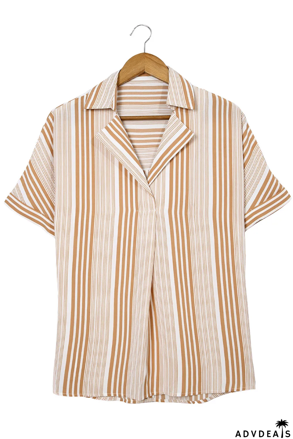 Loose Button Back Striped Blouse