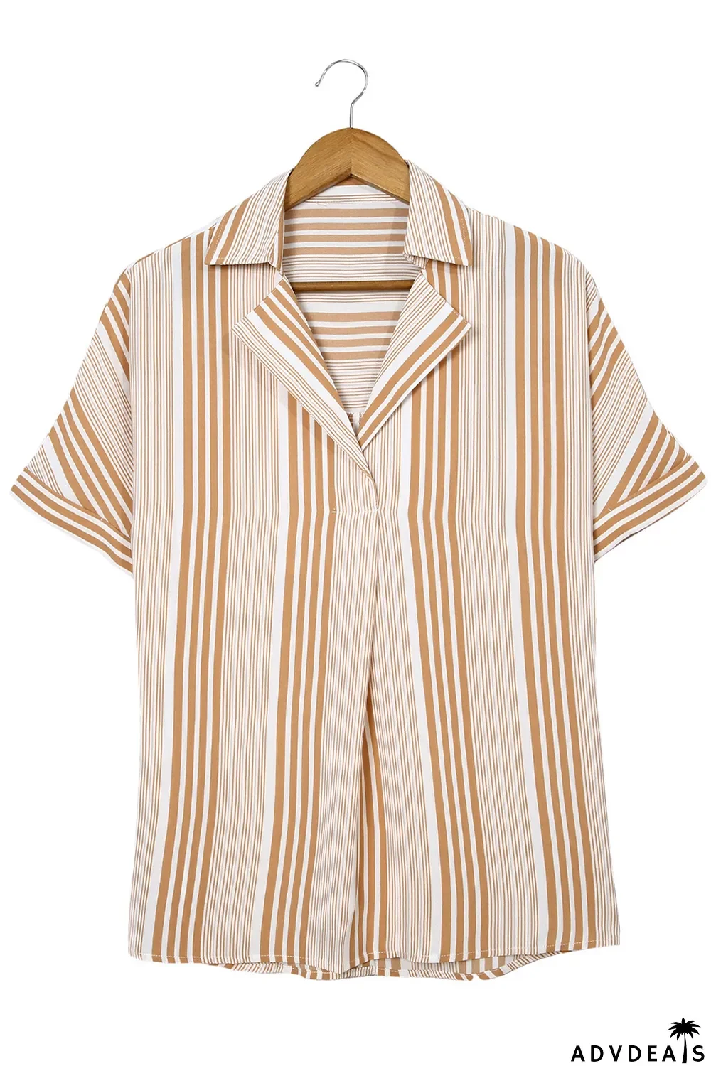 Loose Button Back Striped Blouse