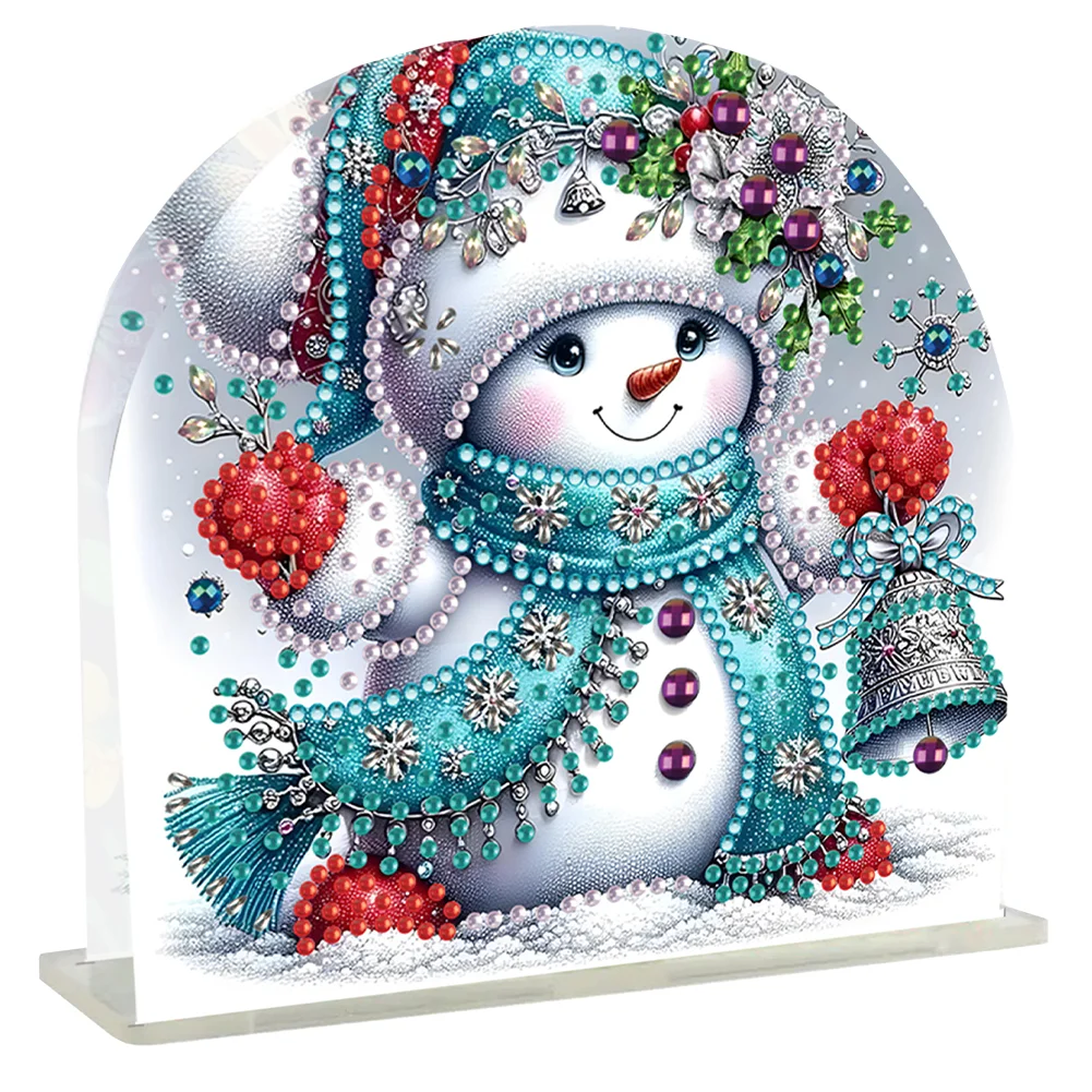 DIY Winter Snowman Acrylic Diamond Painting Paper Towel Holder for Home Art Crafts