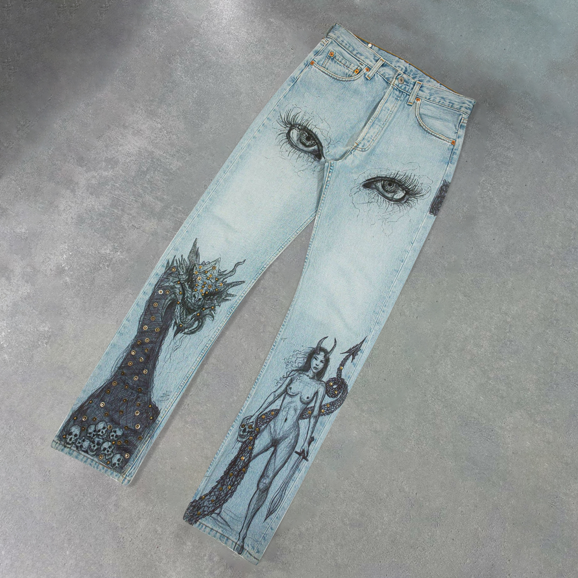 Vintage Casual Artistic Denim Jeans