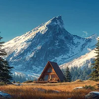 Alpine Cabin Solitude - Diamond Painting