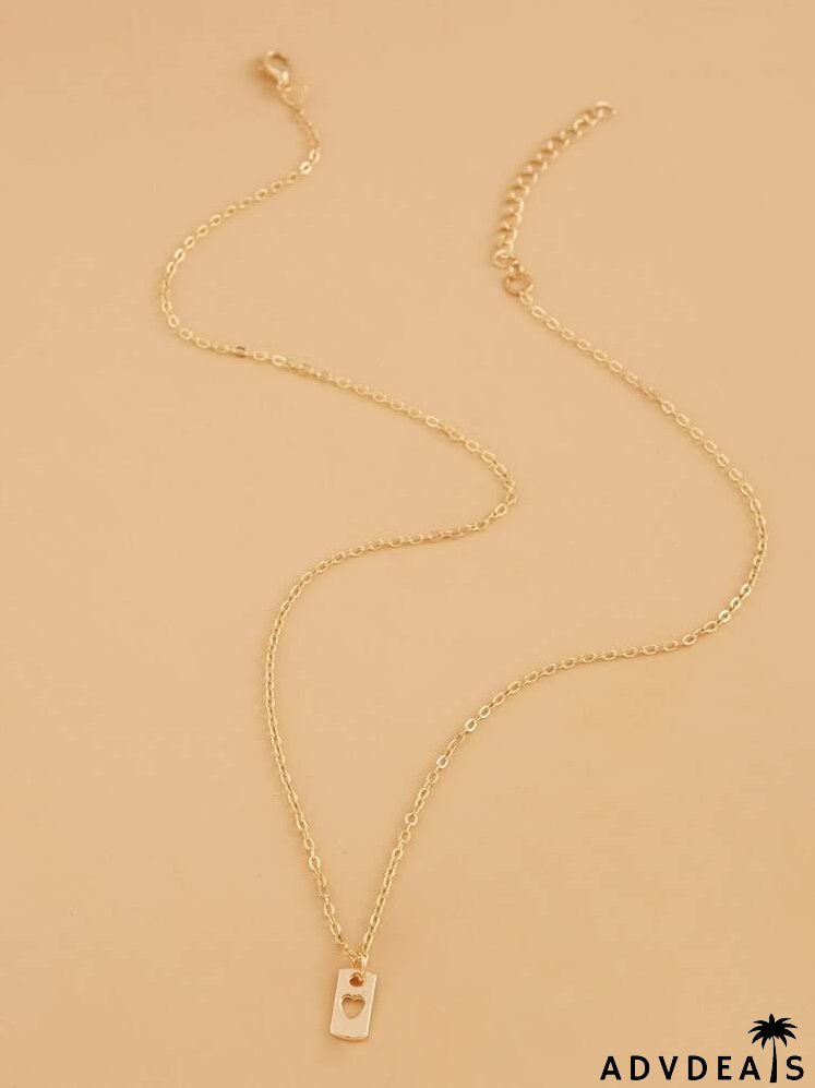 Hollow Out Heart Charm Necklace