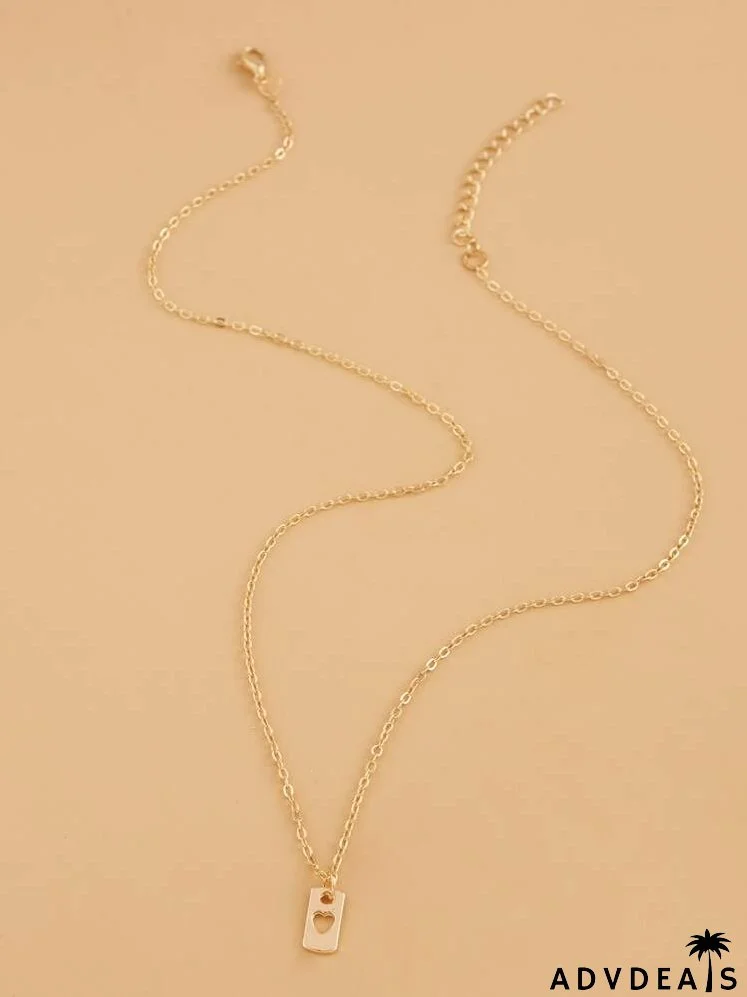 Hollow Out Heart Charm Necklace