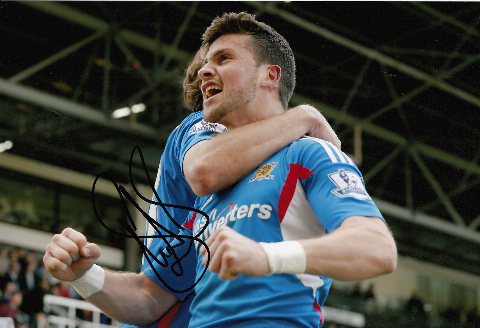 Hull City Hand Signed Shane Long 12x8 Photo Poster painting.