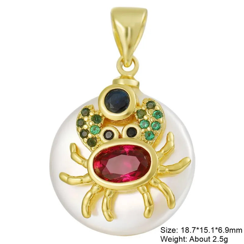 1 Piece 15.3*19.2mm Copper Zircon Heart Shape Eye Crab Pendant Jewelry Accessories