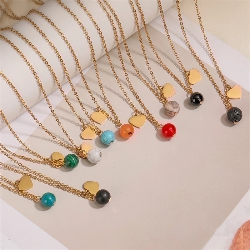 Casual Minimalist Heart Shape 304 Stainless Steel Gold Plated Plating Inlay Pendant Necklace