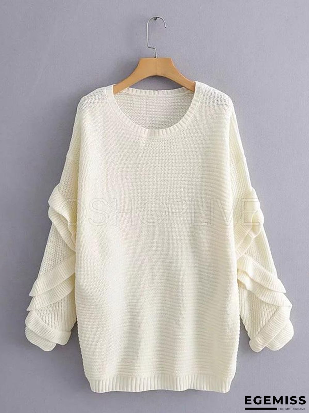 Loose Solid Falbala Knitting Sweater | EGEMISS