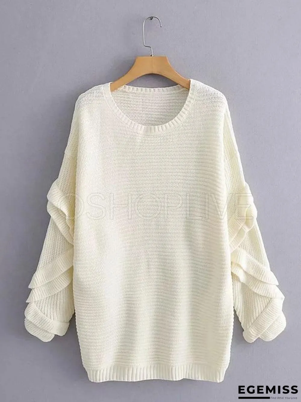 Loose Solid Falbala Knitting Sweater | EGEMISS
