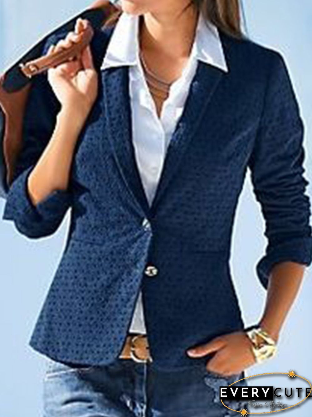 Vintage Plain Summer V neck Sports Statement Long sleeve Cotton-Blend Jacket for Women