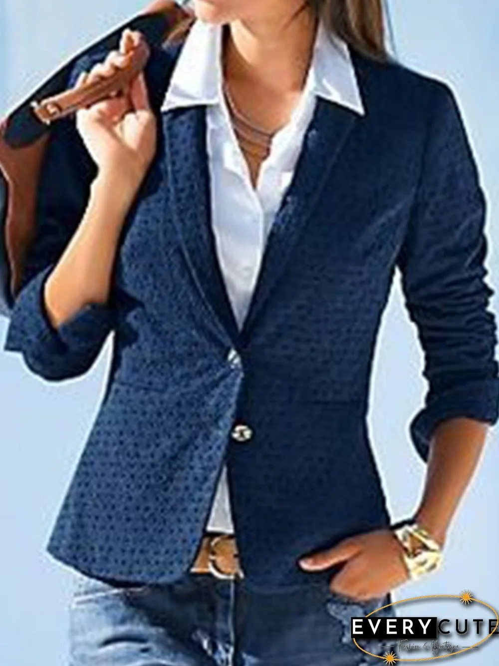 Vintage Plain Summer V neck Sports Statement Long sleeve Cotton-Blend Jacket for Women