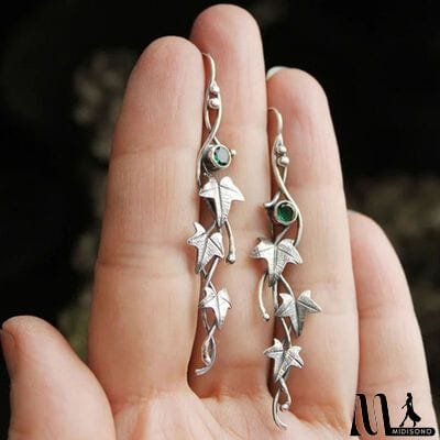 MidiSono - Ivy Leaf Alloy Dangle Earrings