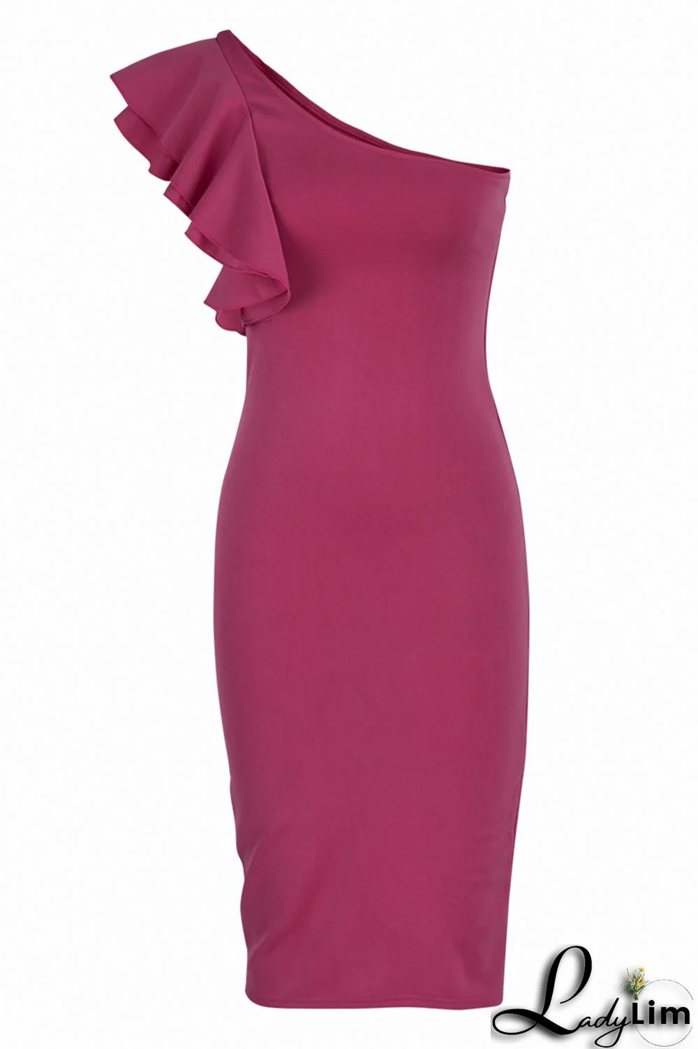 Yellow Fashion Sexy Solid Patchwork Backless One Shoulder Evening Dress