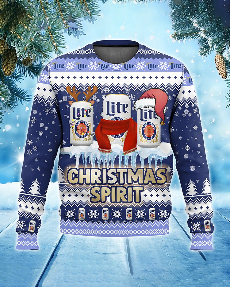 Miller Lite Christmas Spirit Ugly Sweater 039