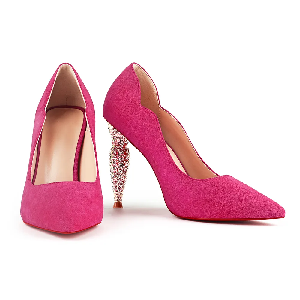 100mm Diamond Red bottom high heels Suede-vocosishoes