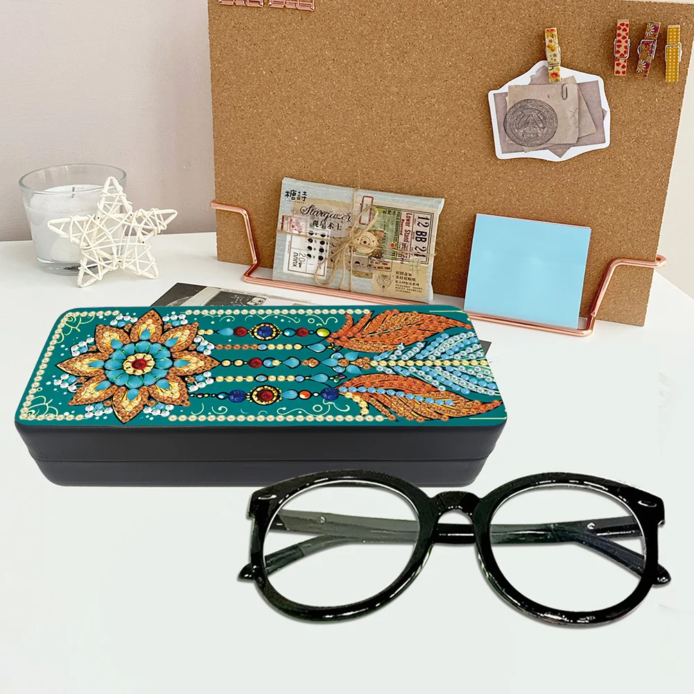 2Pcs 5D DIY Dream Catcher Diamond Painting Glasses Case Kit Diamond Art Case