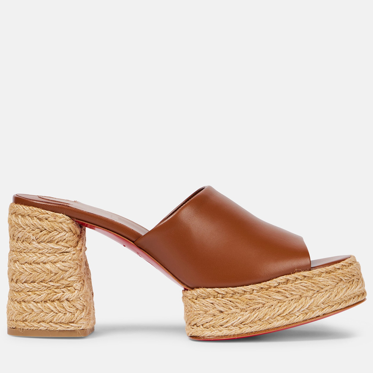 85mm Women's Chunky Red Bottom Sandals Waterproof Platform Straw Rope Mules Sandals-MERUMOTE