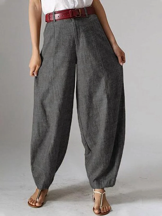 Women's Casual Solid Color Baggy Pockets Harem Pants