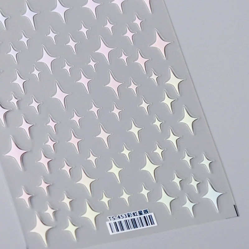 5D Star Love Nail Art Stickers Adhesive High Quality MultiColor Love Heart Stars Design DIY Nail Decals Foils Wraps Decorations-Nail Inspo