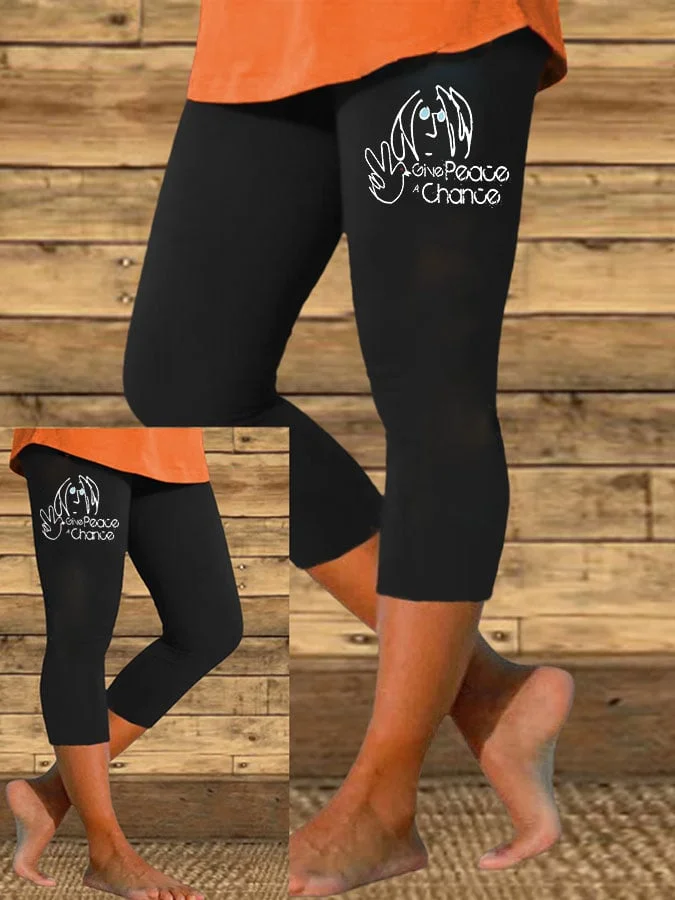 Give Peace a Chance Hippie Womens Print Leggings