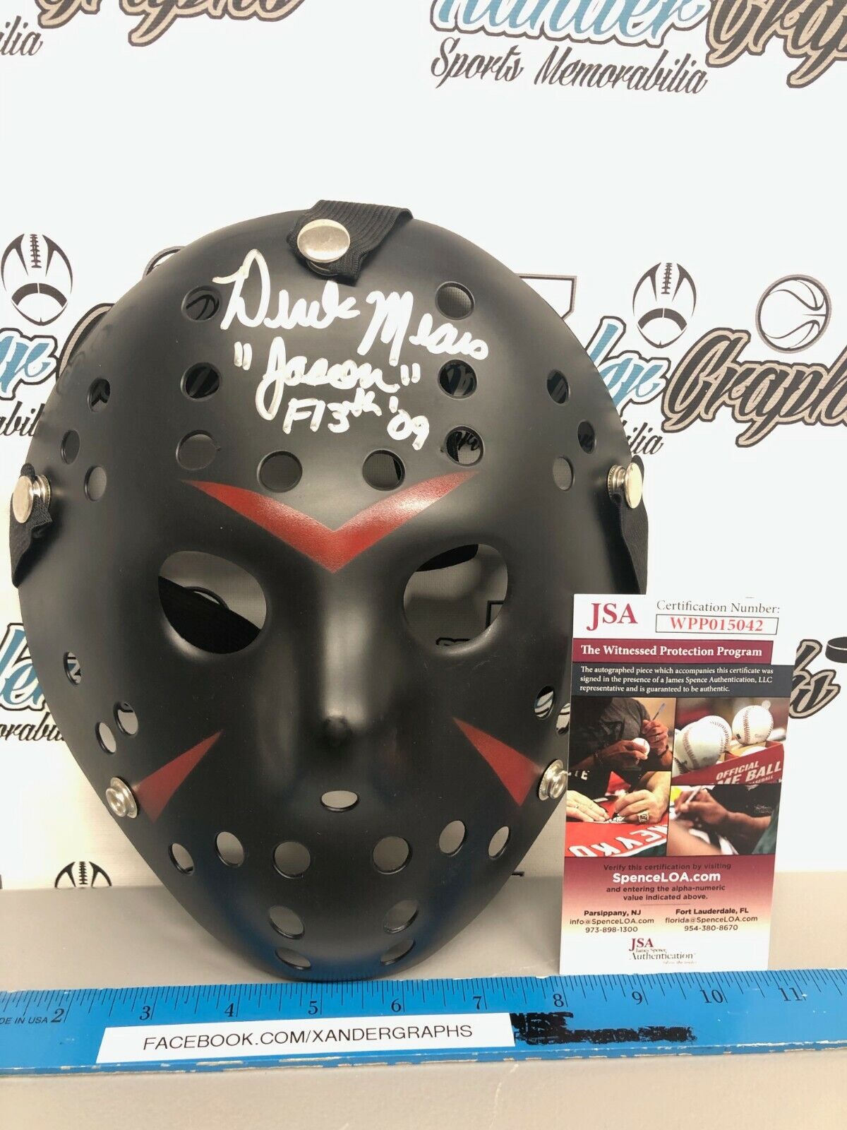 DEREK MEARS SIGNED AUTOGRAPHED BLACK HOCKEY MASK F13TH