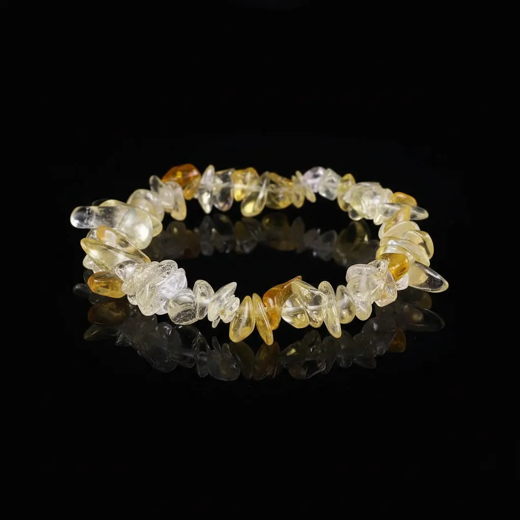 JiStones Ethereal Natural Citrine Crystal Chip Bracelet - Handcrafted Healing Stone Jewelry
