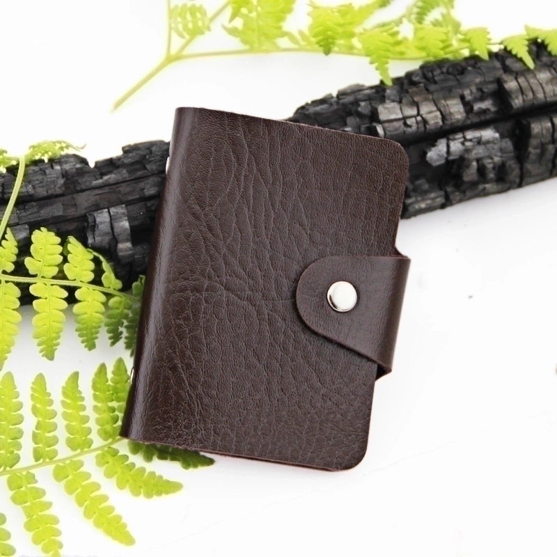 Unisex Solid Color Pu Leather Buckle Card Holders