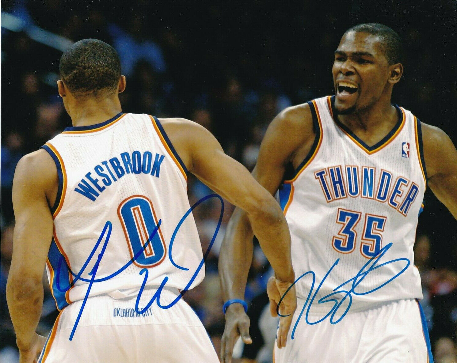 RUSSELL WESTBROOK KEVIN DURANT SIGNED AUTOGRAPH 8X10 Photo Poster painting OKLAHOMA CITY THUNDER