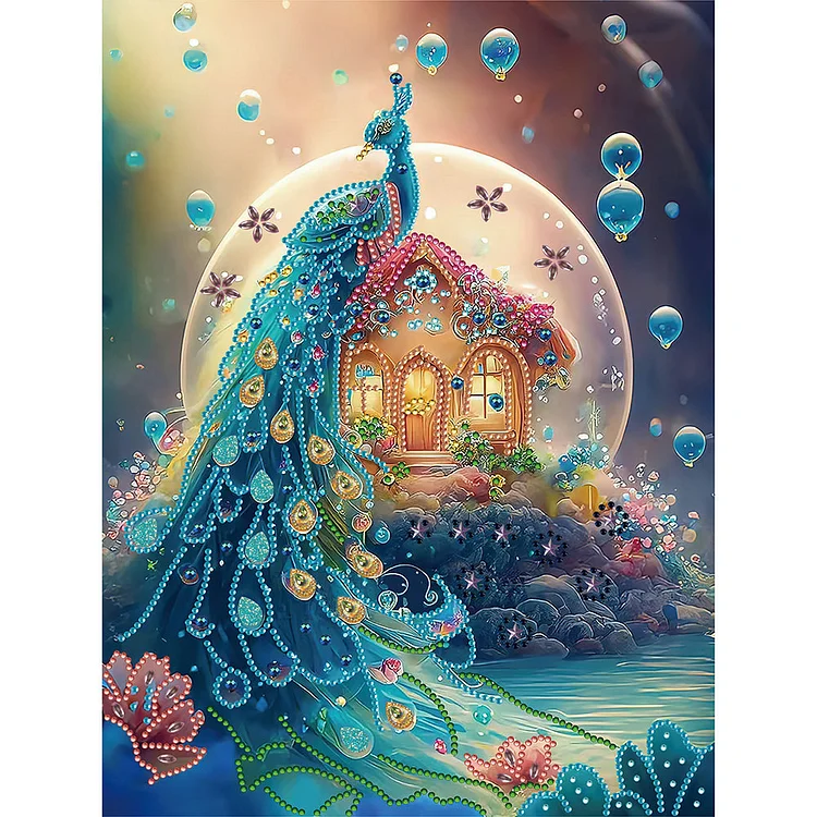 Fantasy Peacock 30*40CM(Canvas) Special Shaped Drill Diamond Painting gbfke