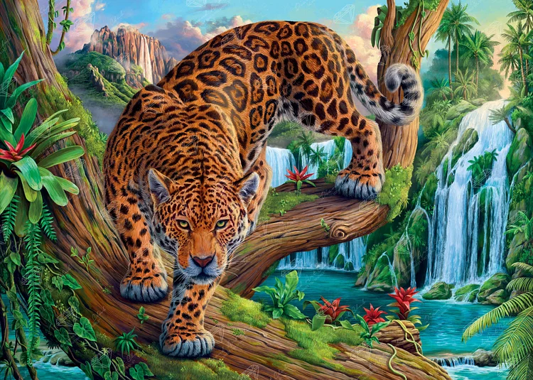 Prowling Leopard 50*30CM(Canvas) Full Square Drill Diamond Painting gbfke